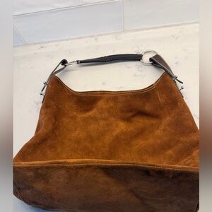 Classic Suede Hobo Bag in Chestnut Brown